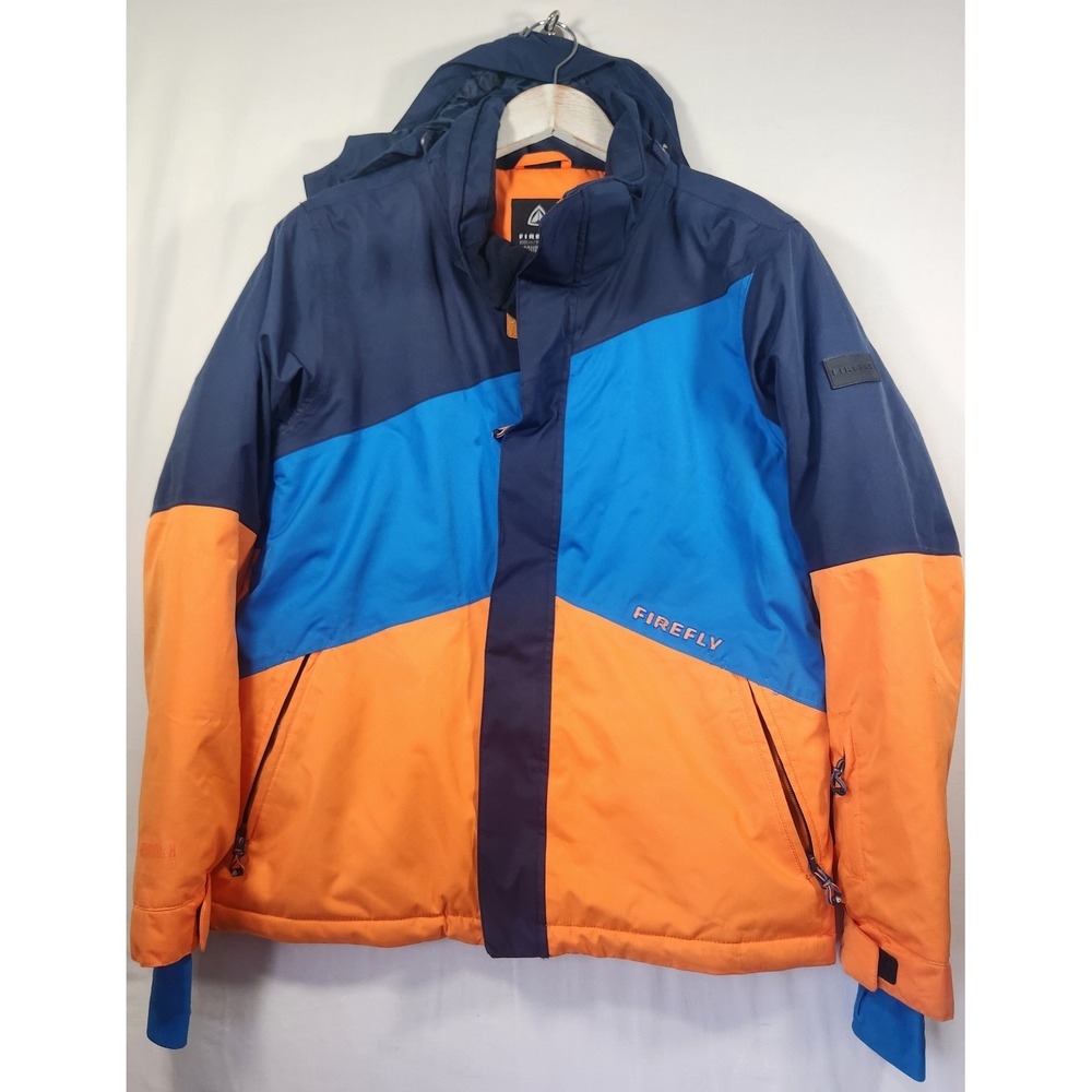 Firefly kids  Blue Orange Colorblock Ski Snowboard Jacket with‎ Hood